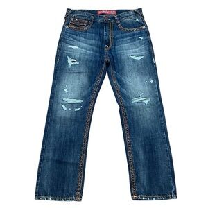 True Religion Jeans Men's 34x31 Ricky Super T Relaxed Straight Flap